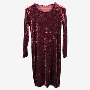 Michael Kors Women's Panne Velvet Midi Dress Merlot red Size XL
